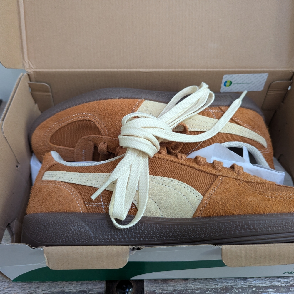 PUMA Palermo Vintage Lace Up  Mens Beige Sneakers Casual Shoes 39684102 - Picture 3 of 3